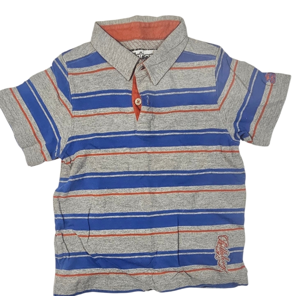 Billabong Kids Polo with Blue, Gray, and Red Stripes